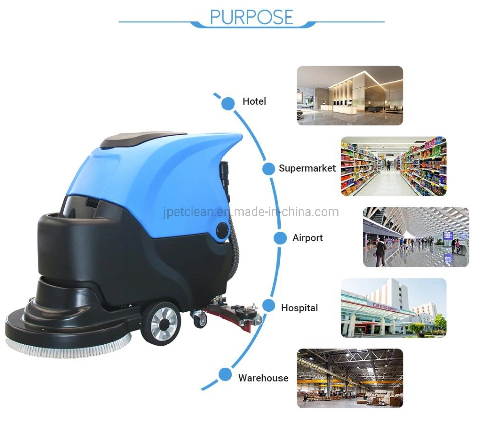 Blue Walk Behind Floor Washing Machine Scrubber Dryer with Eco Mode