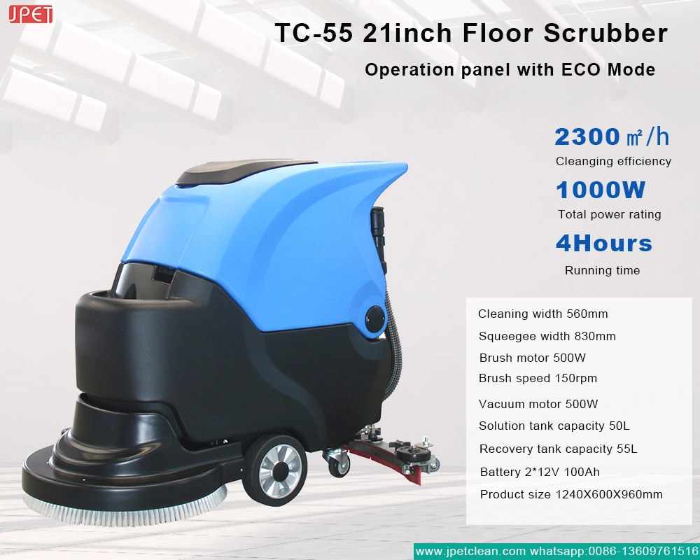 Blue Walk Behind Floor Washing Machine Scrubber Dryer with Eco Mode