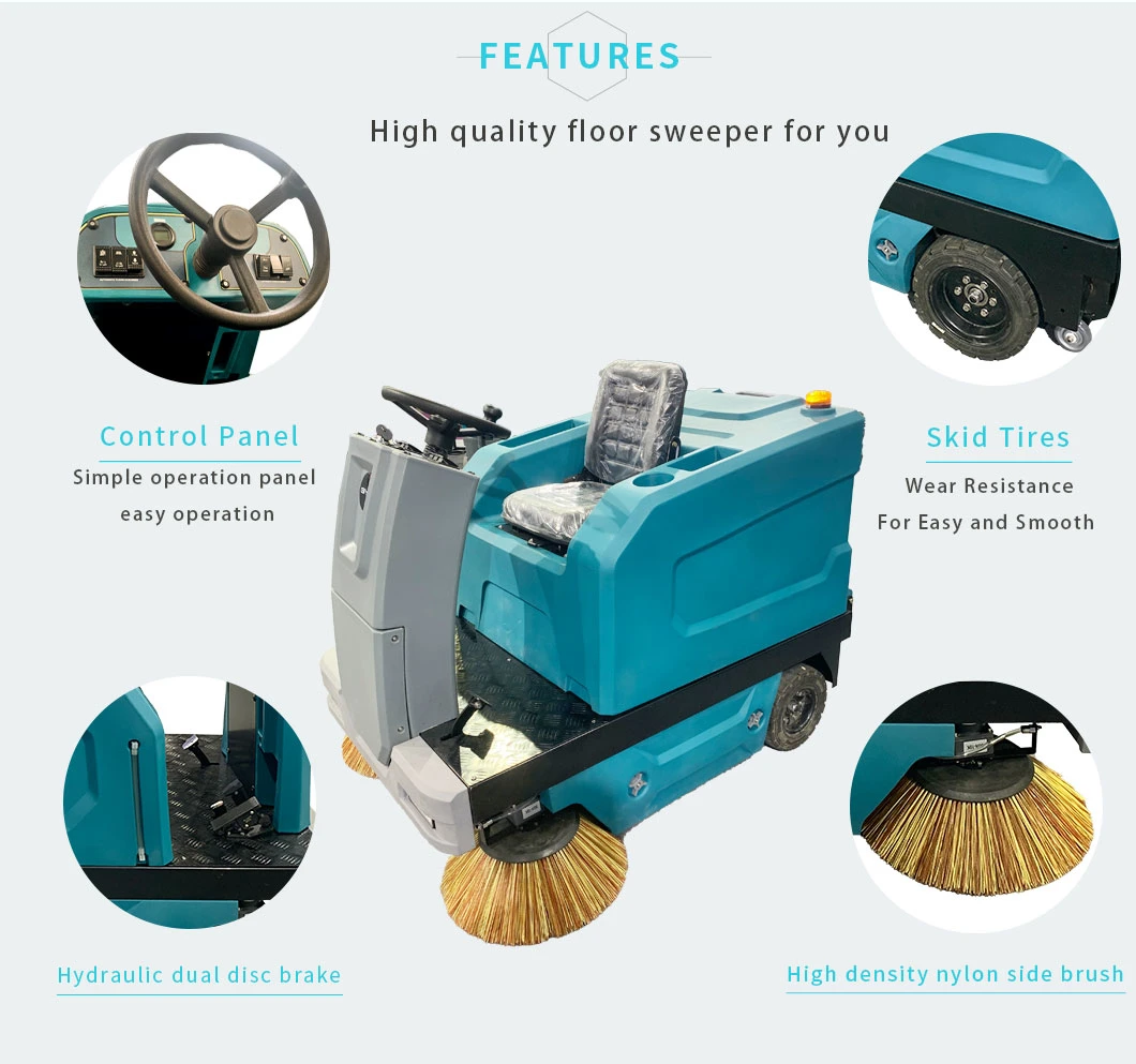 Ride on Rechargeable Floor Sweeper for Warehouse/Industrial/Commercial Cleaning