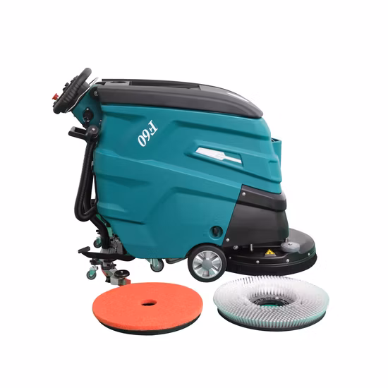 Blaue handgeführte Bodenwaschmaschine, Scheuersaugmaschine mit Eco-Modus
